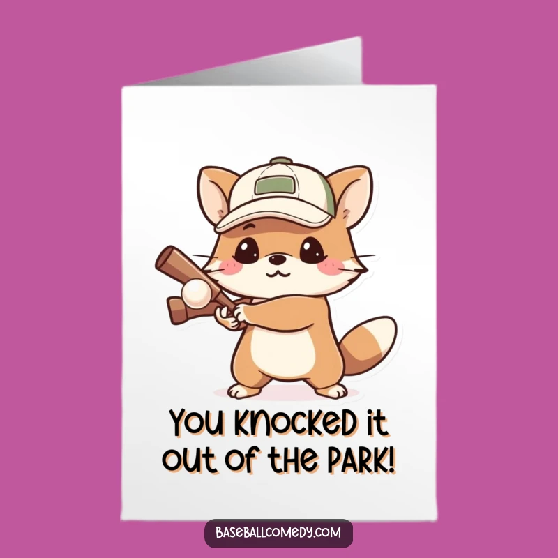 Free Printable Congrats Card: Animal Batter's Triumph, Humorous Downloadable Gift