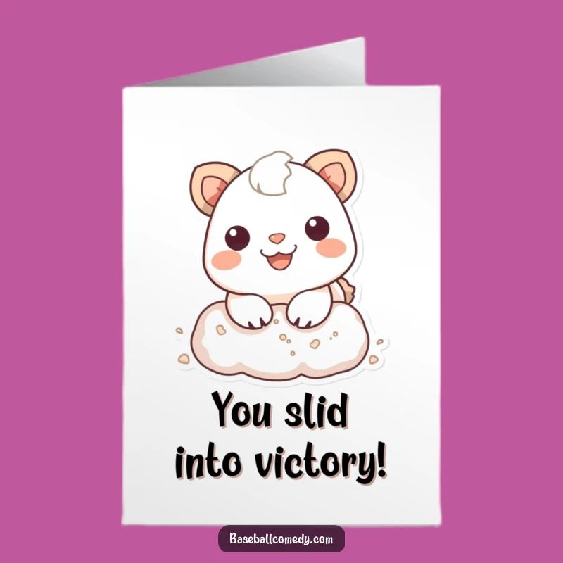 Free Printable Congrats Card: Animal Slides In for a Winning Moment