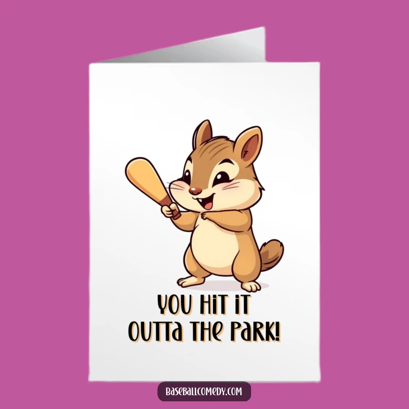 Free Printable Congrats Card: Chipmunk Baseball Champ Wins Big Gift