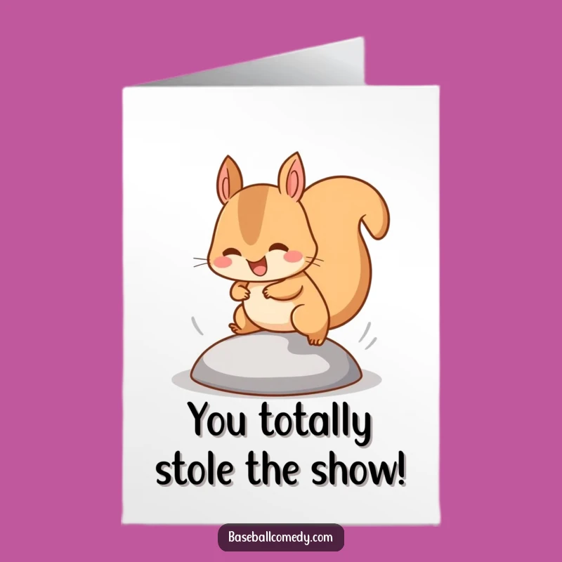Free Printable Congratulations Card: Squirrel Base Stealer for Your Grand Achievement