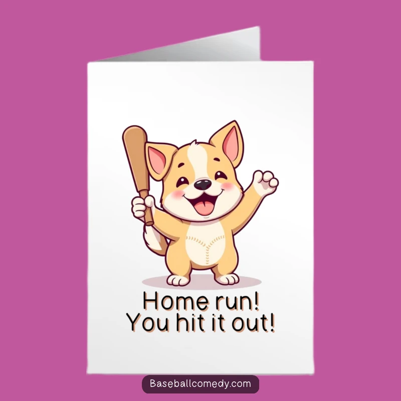Free Printable Dog Congratulations Card: Funny Home Run Winner Downloadable
