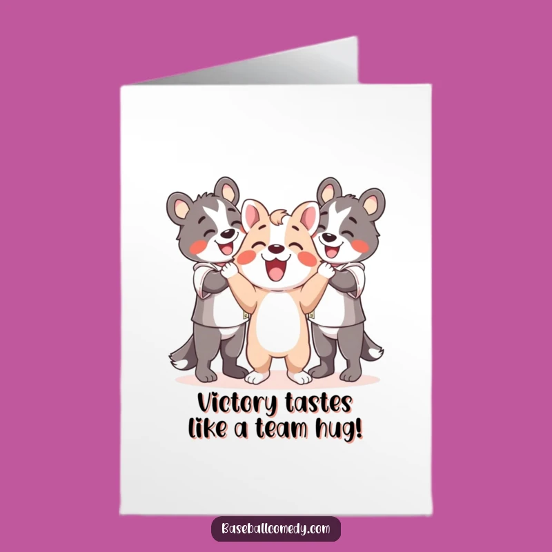 Free Printable Congrats Card: Animal's Team Victory, Humorous Downloadable Gift