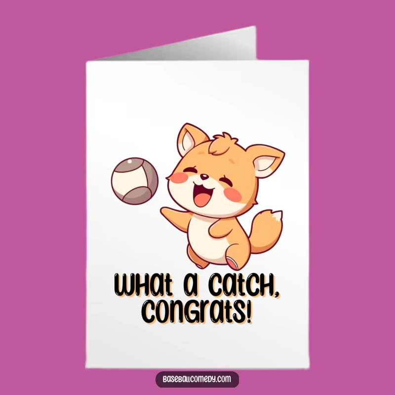 Free Printable Congrats Card: Animal Catches Win with Surprise