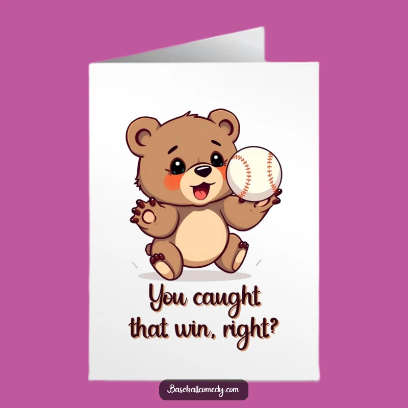 Free Printable Congrats Card: Bear Cub Catcher Makes a Winning Catch Gift