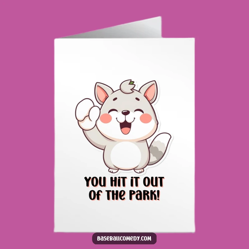 Free Printable Congrats Card: Cheerful Animal's Victory Mitt, Humor Downloadable Gift