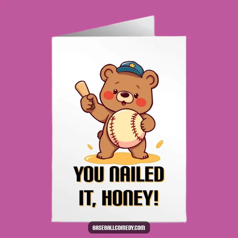 Free Printable Congrats Card: Bear's Honey Pitch - Funny Downloadable Gift