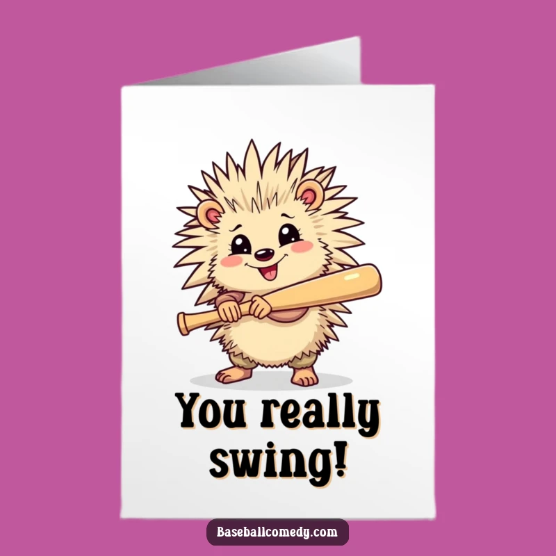 Free Printable Porcupine Baseball Congrats Card - Ready to Swing!