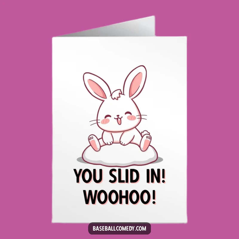 Free Printable Congrats Card: Rabbit Steals the Win, Funny Download!