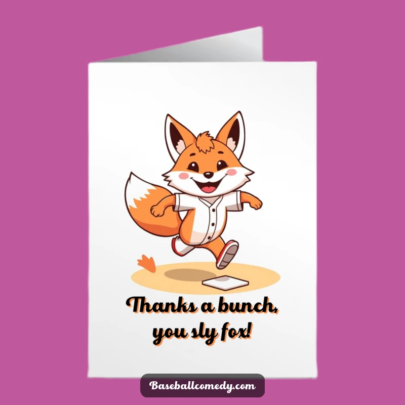Free Printable Fox Thank You Card: Funny Running Bases Downloadable