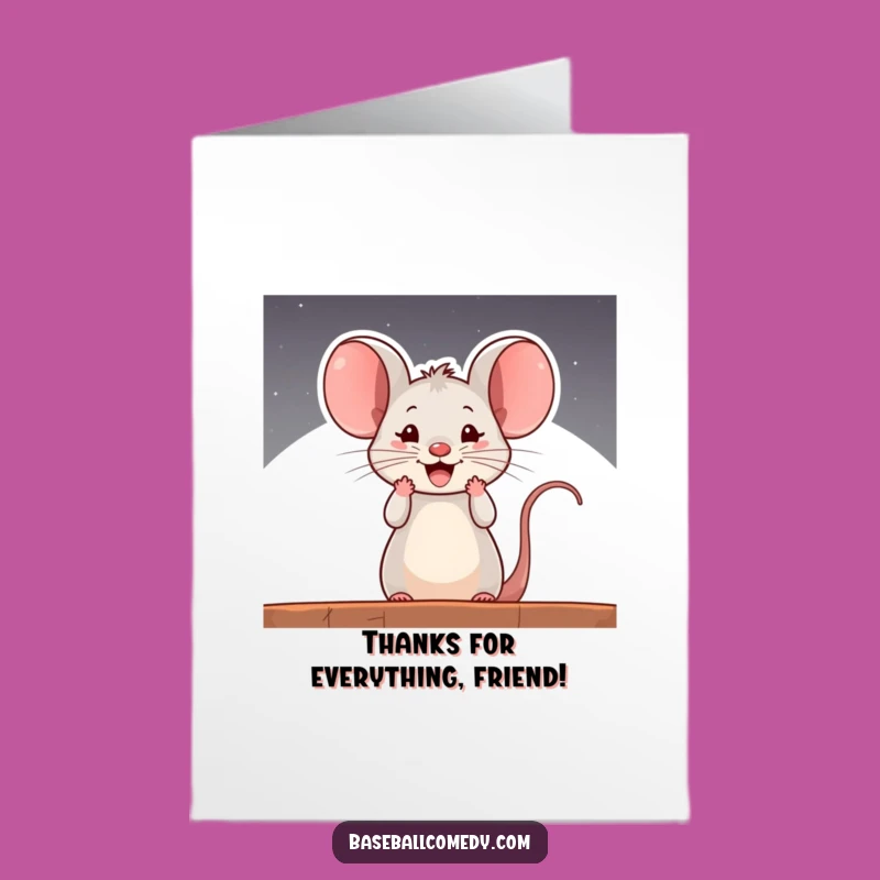 Free Printable Thank You Card: Cheerful Mouse - Humorous Downloadable Appreciation!
