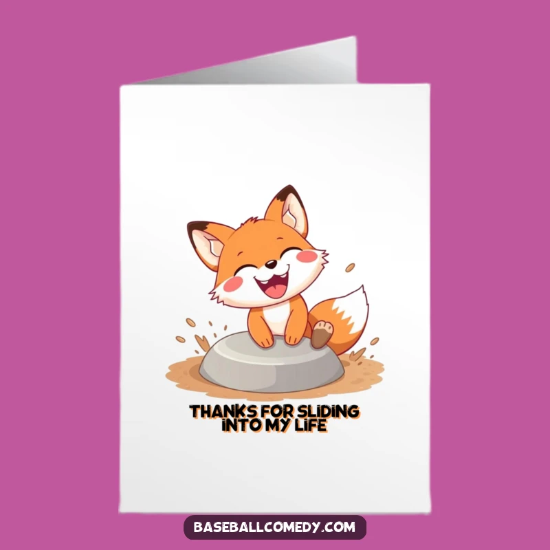 Free Printable Thank You Card: Fox Baseball Player Expresses Thanks Downloadable Gift