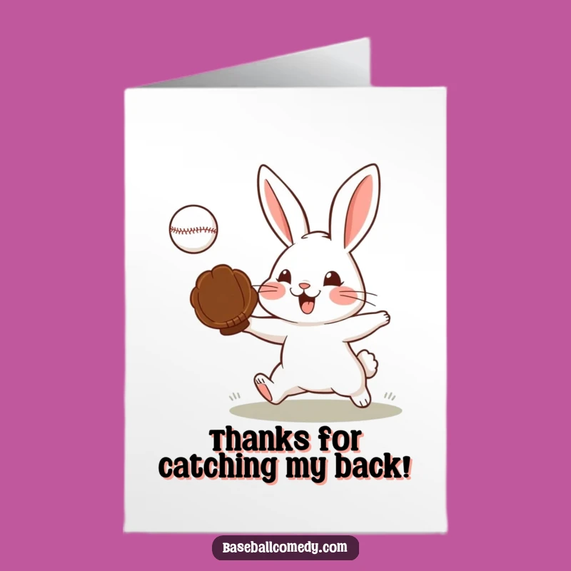 Free Printable Thank You Card: Rabbit Catches Ball - Funny Downloadable Gift