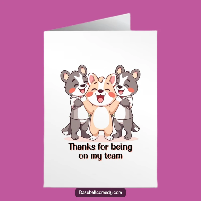 Free Printable Thank You Card: Animal's Grateful Teamwork, Funny Downloadable Gift