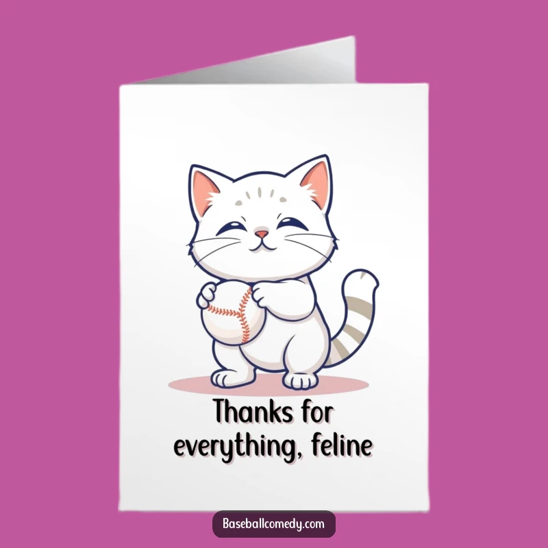 Free Printable Cat Thank You Card: Funny Cat Baseball Player Downloadable