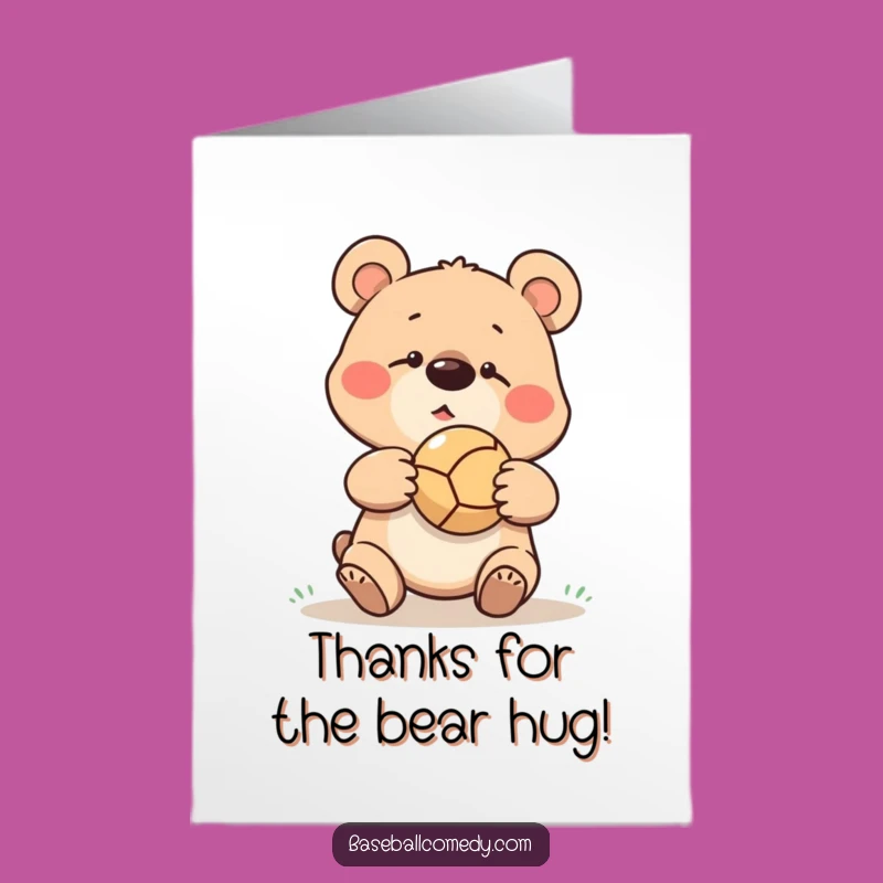 Free Printable Thank You Card: Goofy Bear Mishap, Lighthearted Baseball Humor Gift