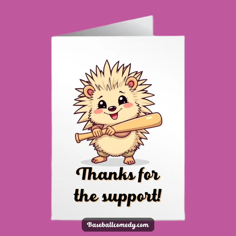 Free Printable Porcupine Baseball Thank You Card - Unique Downloadable!