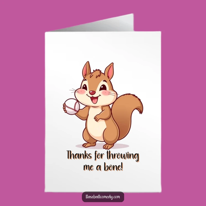 Free Printable Thank You Card: Squirrel Throws Baseball - Funny Downloadable Gift