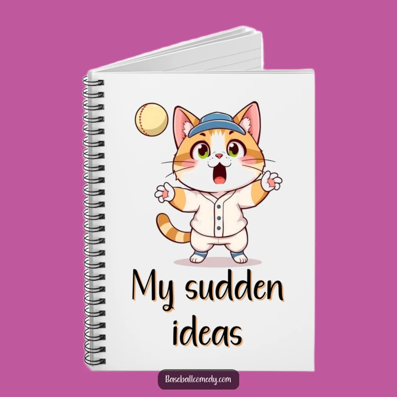 Funny Cat Baseball Notebook: Surprised Feline Catcher Journal