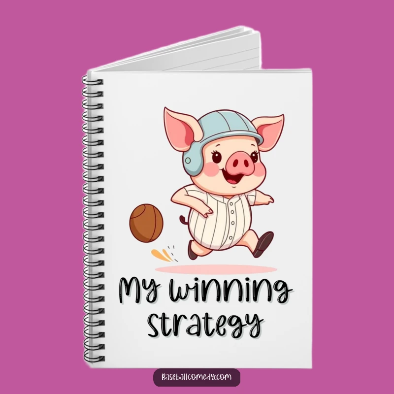 Funny Pig Base Runner Notebook: Hilarious Baseball Swine Journal Gift