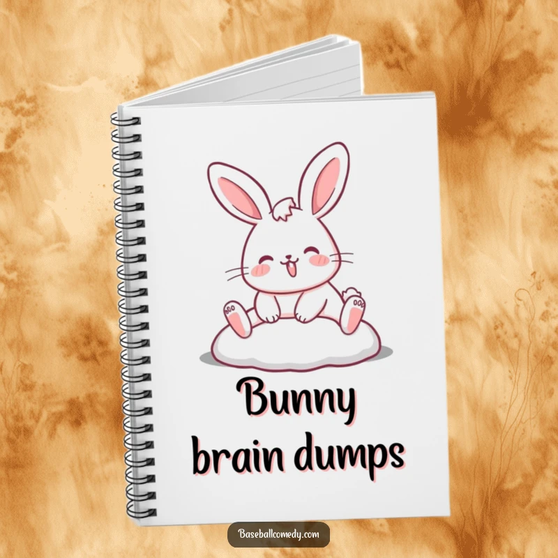 Funny rabbit notebook depicting a rabbit sliding into a base, perfect for journaling with humorous sports flair.