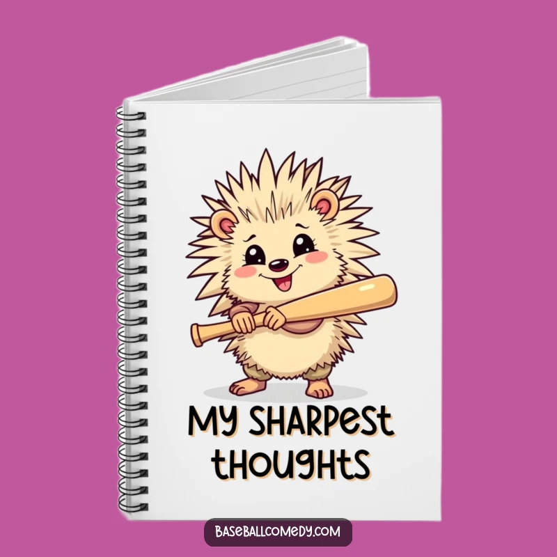 Funny Porcupine Baseball Notebook - Jot Down Your Plays, Hilarious Gift Idea