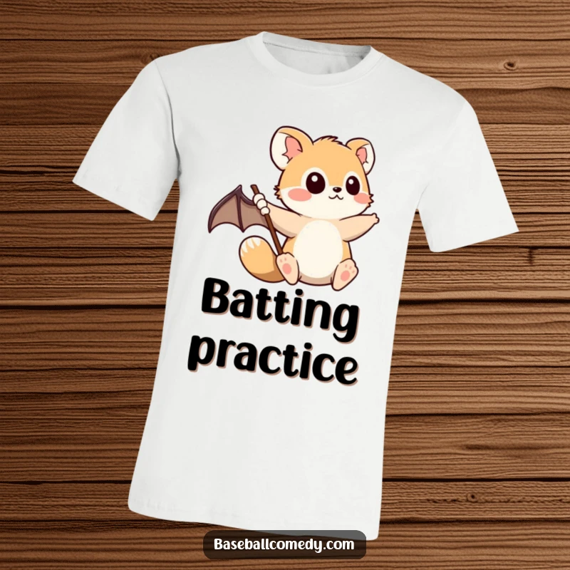 Funny T-Shirt: Cute animal swings a baseball bat with fierce determination, focused on hitting the ball, perfect for sports fans.