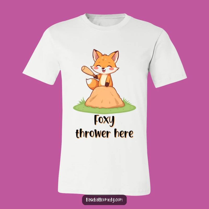 Funny Fox Pitcher T-Shirt - Happy Baseball Tee, Gift for Him