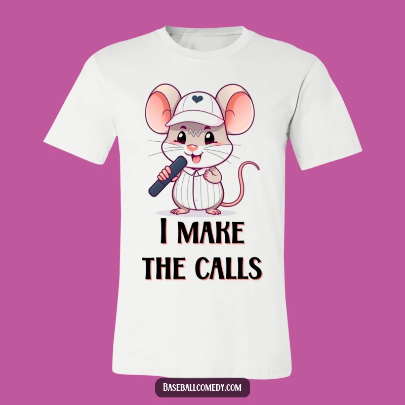 Funny Mouse Umpire T-Shirt - Comical Baseball Referee Tee