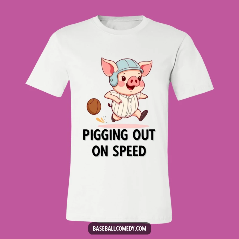 Funny Pig Baseball Tee: Hilarious Helmeted Swine Running the Bases Shirt