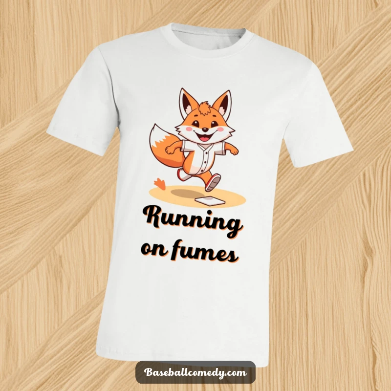 Funny T-Shirt: A grinning fox sprints with determination around baseball bases, embodying speed and playful competition.