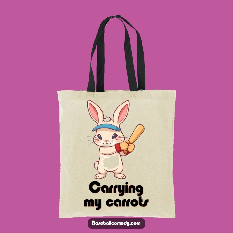 Funny Rabbit Baseball Tote Bag: Intense Focus Swinger Carryall