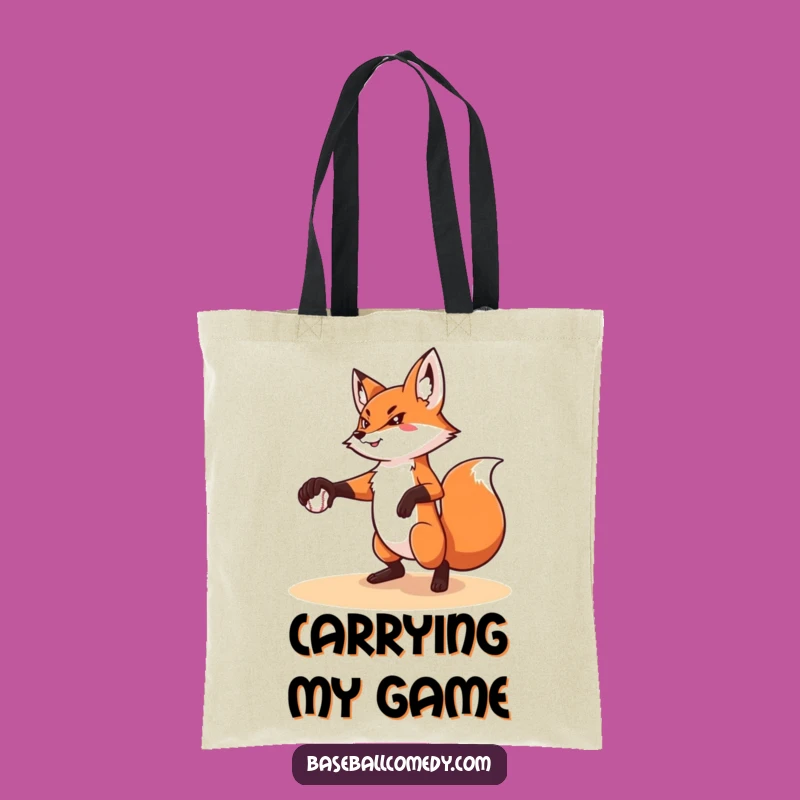 Funny Fox Pitching Tote Bag: Carry Your Gear with Precision Gift