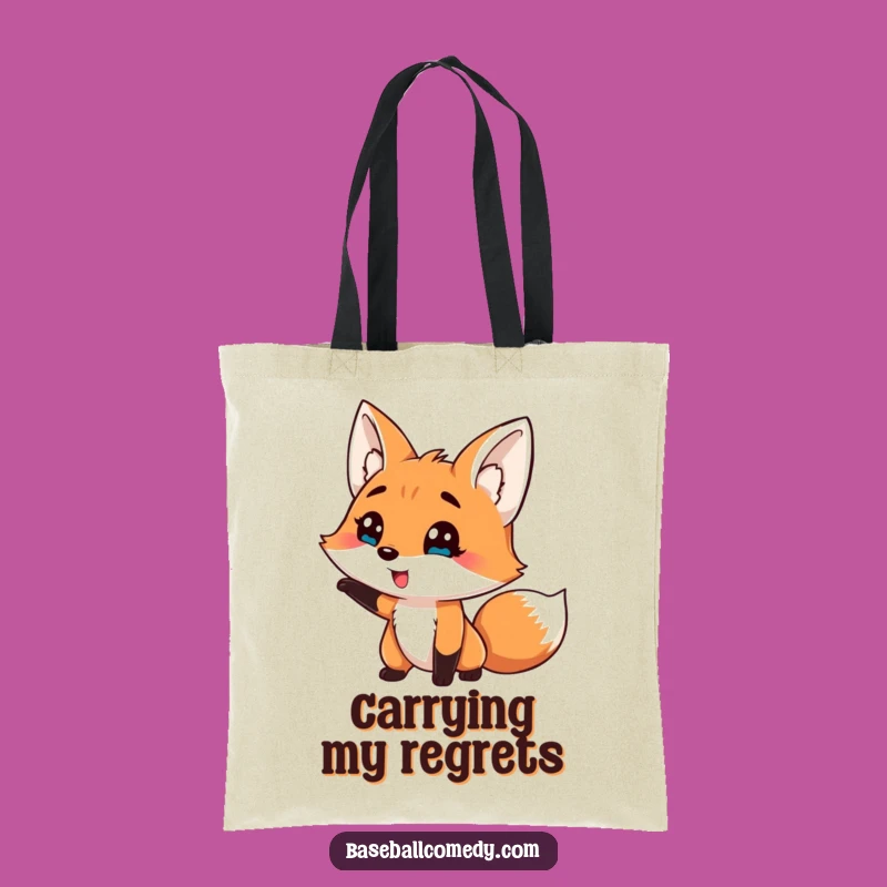 Funny Fox Baseball Tote Bag: Comical Strikeout, Practical Gift for Fans