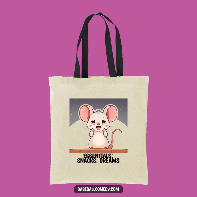 Funny Curious Mouse Dugout Tote Bag - Stylish Baseball Humor Accessory