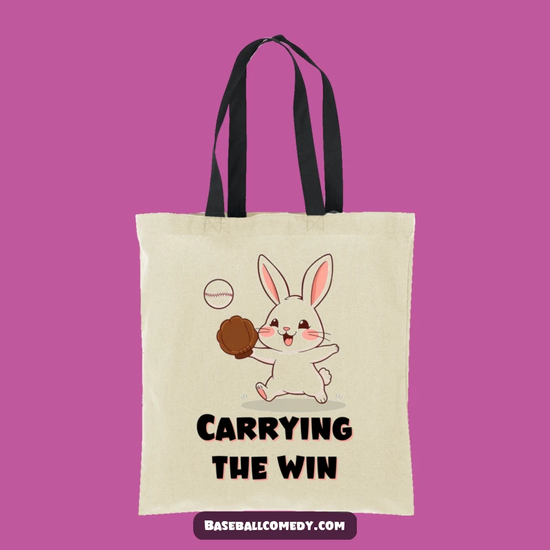 Funny Determined Rabbit Tote Bag - Carry Your Grit with this Baseball Accessory