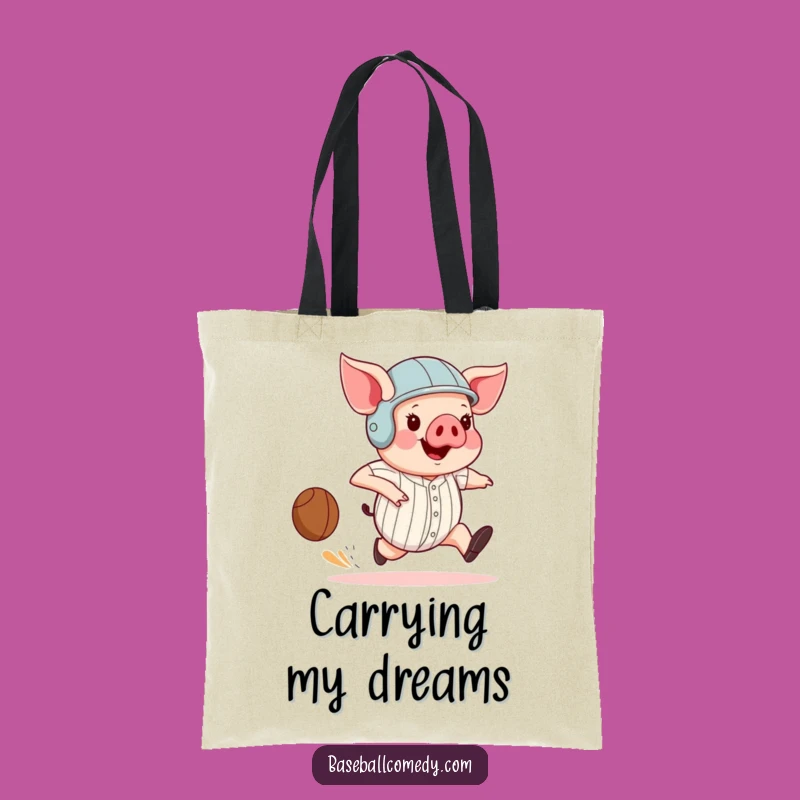 Funny Pig Base Runner Tote Bag: Hilarious & Practical Baseball Swine Carryall