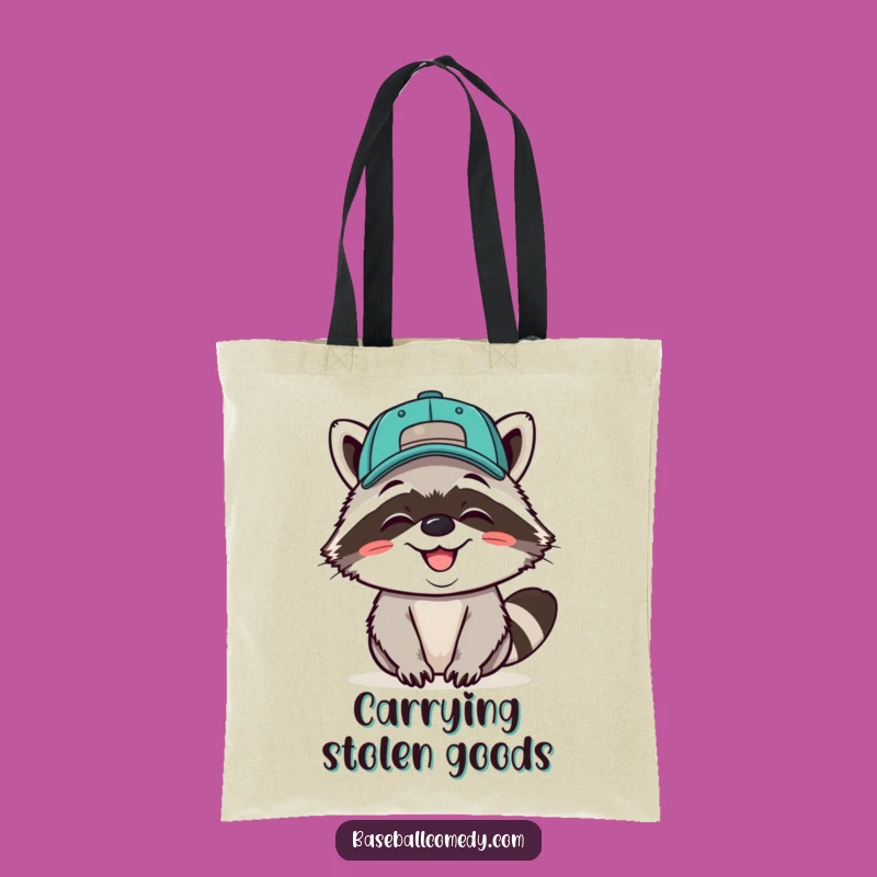 Funny Raccoon Baseball Tote Bag - Carry Your Grin, Great Gift Choice