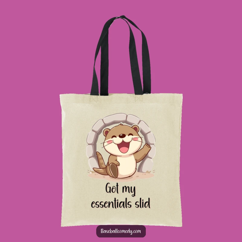 Funny Otter Tote Bag - Excited Baseball Bag, Grinning Otter Gift